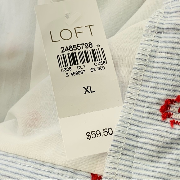 LOFT Red White Blue Paper Bag Waist Shorts - Picture 8 of 8